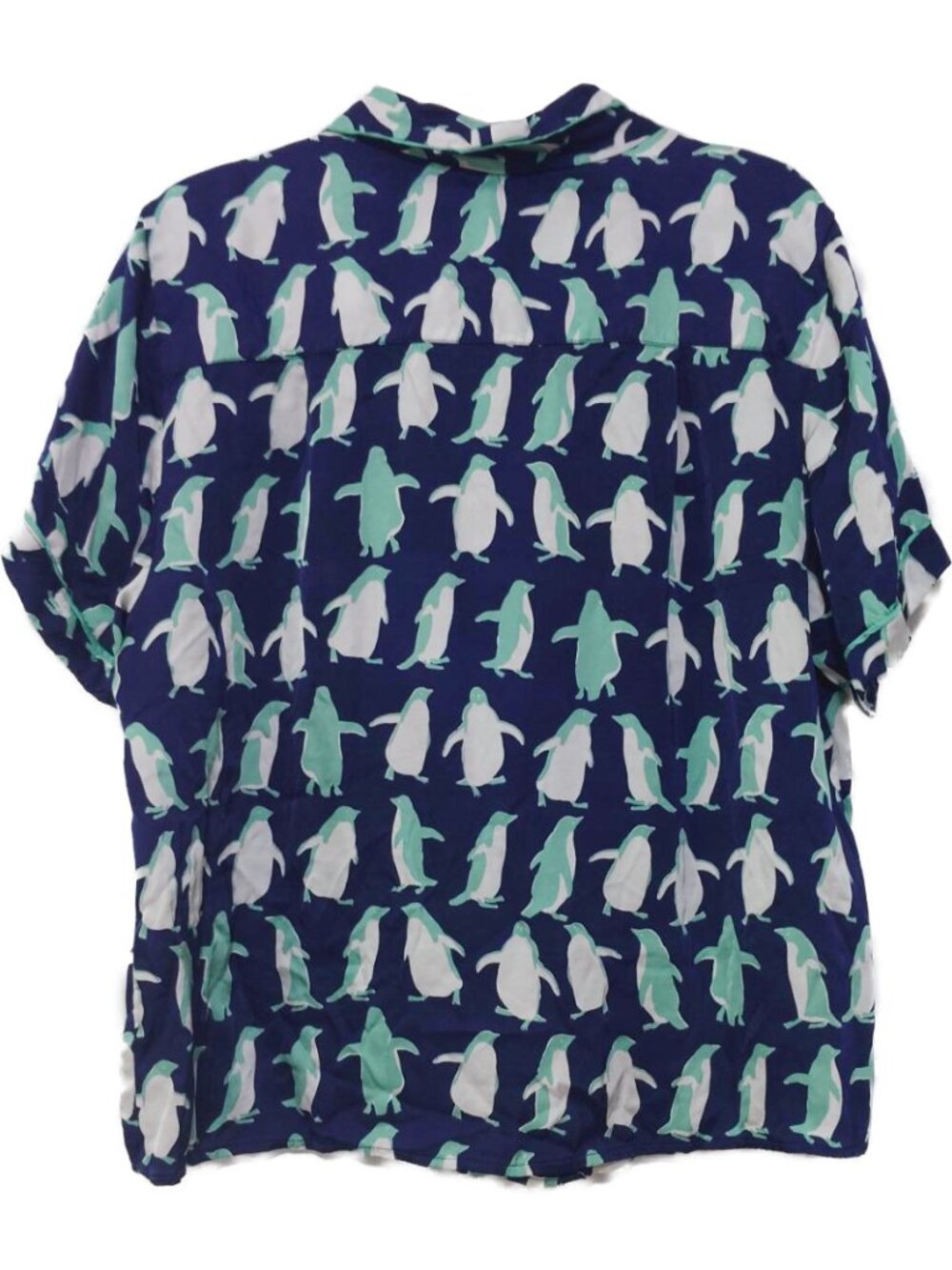 Anthropologie LyreBird 2-Piece Silky Pajama Top & Shorts Set Penguin Print - Picture 5 of 12